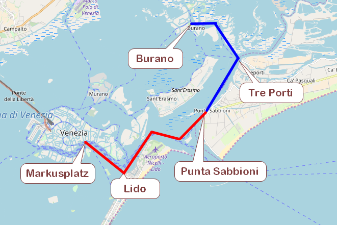 Der Plan der Vaporetto Linie 14